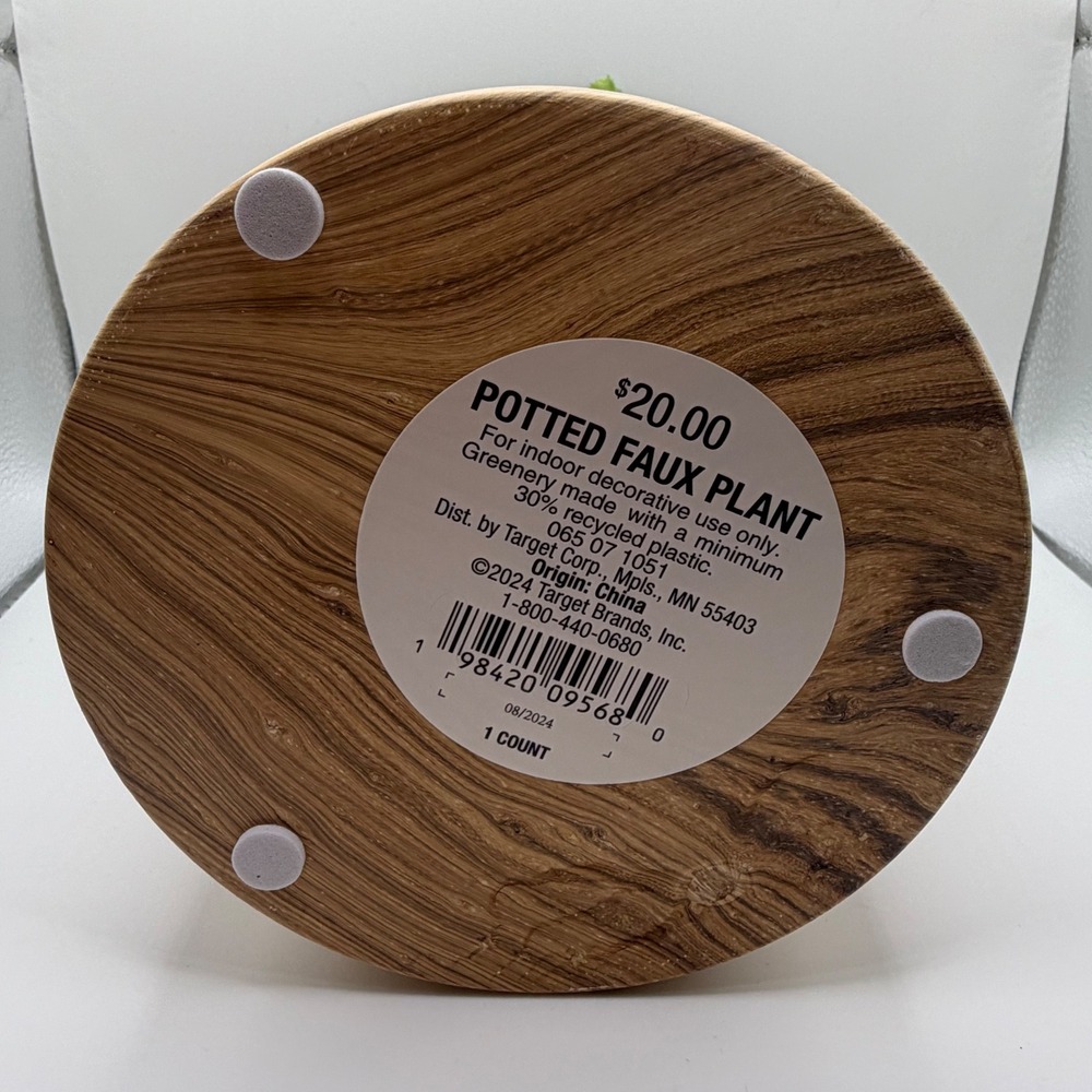 2pk Threshold Round Wood Faux Plant 6" Diameter Natural Wood base - Picture 4 of 4
